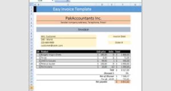 Excel invoice template with database