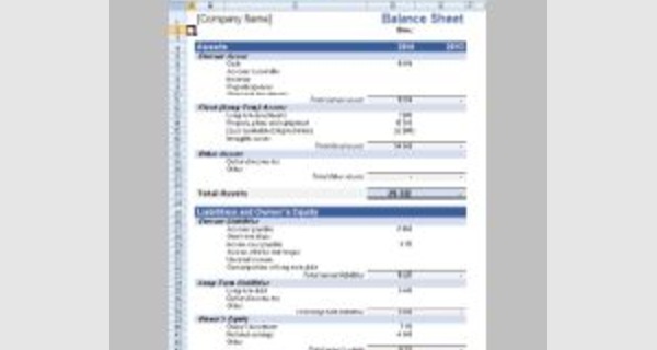 Excel template balance sheet and income statement