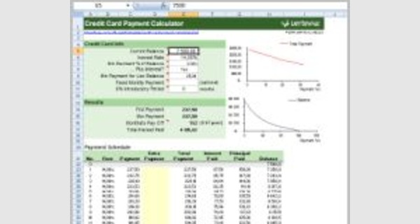 Excel template credit card payment calculator