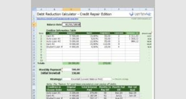 Excel spreadsheet template for debt snowball