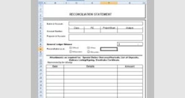 Excel template for creditors reconciliation