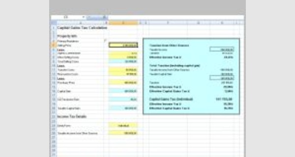 Excel template for calculating capital gain