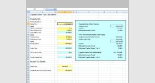 Excel template for calculating capital gain