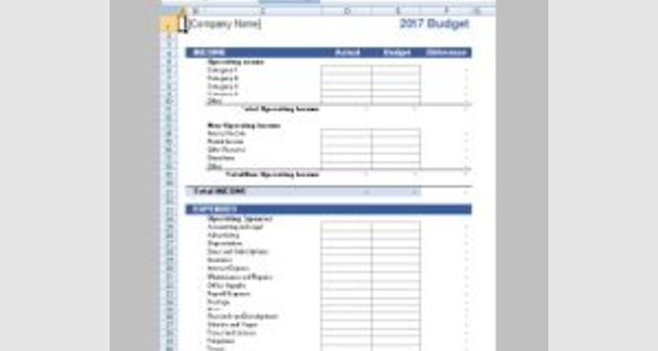 Yearly business budget template Excel