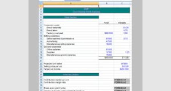 Excel template cost volume profit analysis