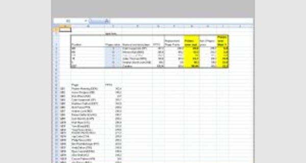 Excel template for fantasy football draft