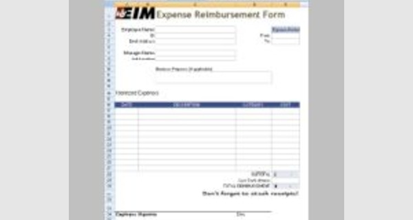 Excel template expense reimbursement form