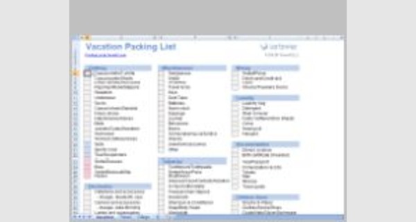Excel template packing list for vacation