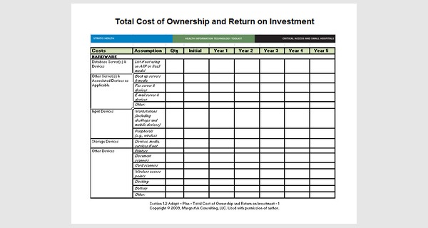 Excel template total cost of ownership