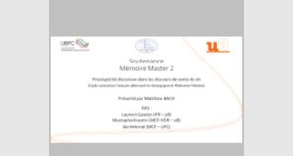 Exemple de soutenance mémoire master 2 sur PowerPoint