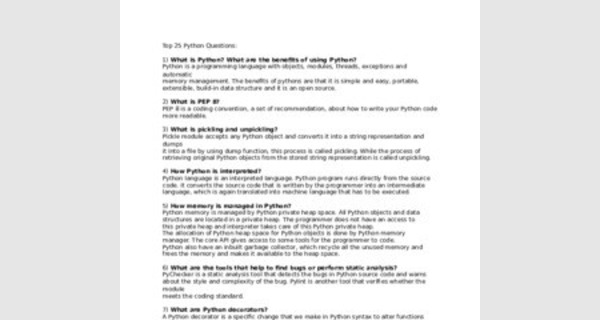 Detailed python coding interview questions and answers for programmers