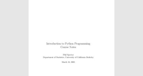 Course notes introduction to python programming and scientific computing