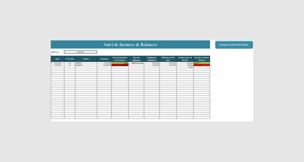 Modèle de suivi relance client sur Excel