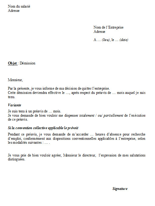 Lettre De D mission Avec Pr avis Exemple LVLE Lettre De D mission Avec Pr avis Exemple LVLE