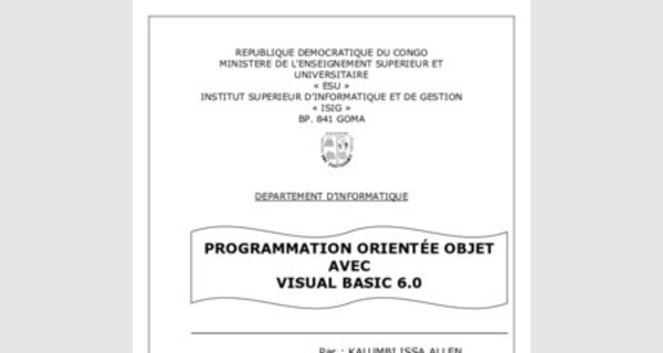 Cours Visual Basic 6 : introduction a la programmation orientee objet
