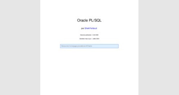 Cours PL SQL apprendre les bases fondamentales du langage