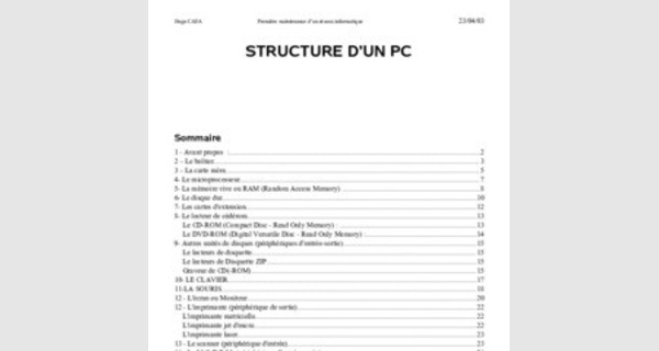 Cours générale sur la structure d’un PC