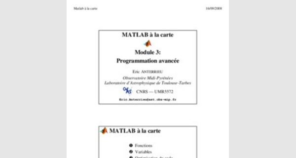 Programmation avancée Matlab 