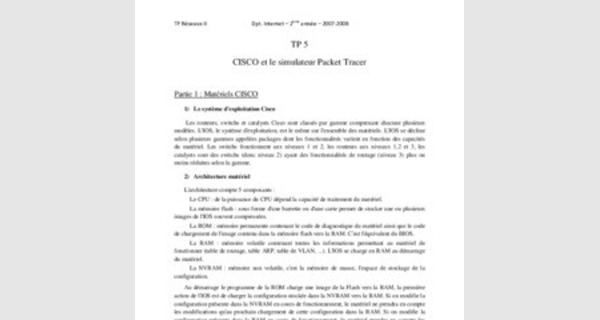 TP Simulateur CISCO Packet Tracer 