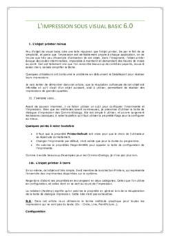 Tutoriel pour apprendre l’impression sous Visual Basic - Cours visual basic