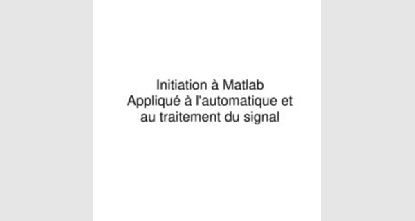 Tutoriel d’Introduction au logiciel MATLAB