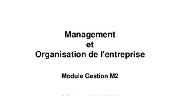 Formation avancé sur l’organisation et gestion des entreprises