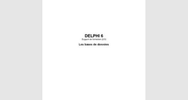 Support pour Débuter la programmation  avec le langage Delphi