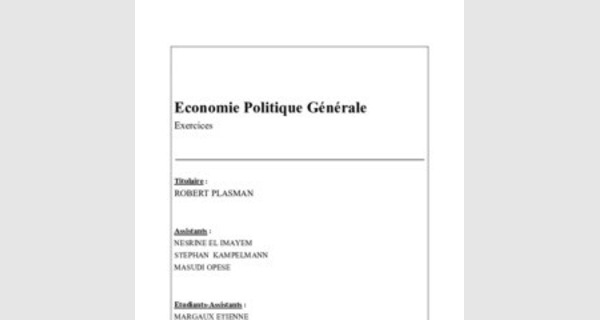 Serie d’exercices avec corriges de l’economie politique generale