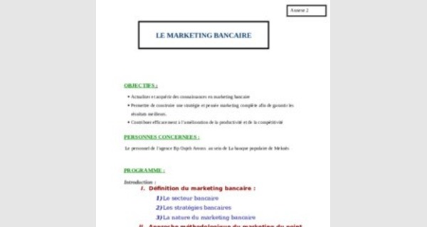 Formation sur le marketing bancaire
