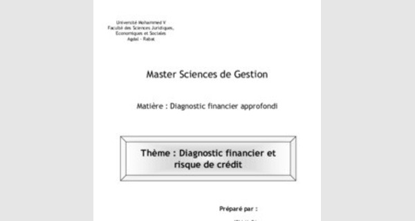 Cours de diagnostic financier et risque de credit