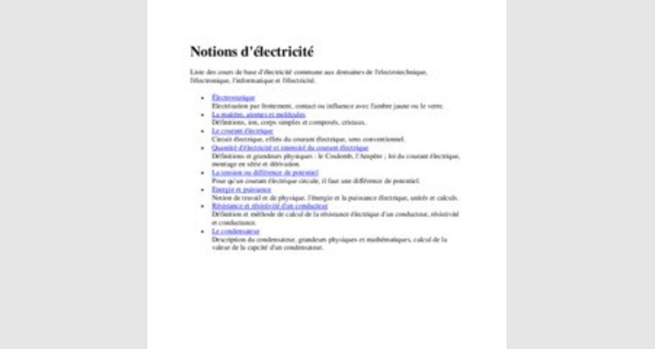 Introduction aux bases de l’electricite generale
