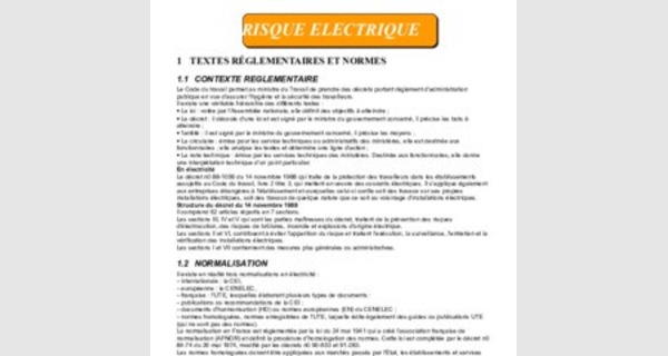 Cours electricite debutant : risques electriques