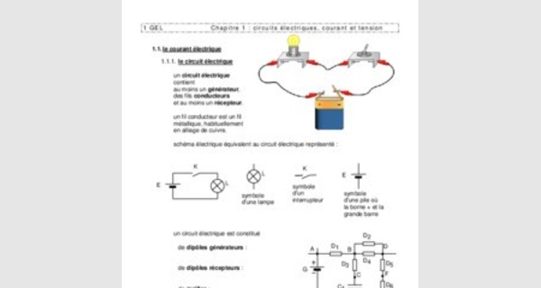 Cours electricite lycee : circuits electriques, courant et tension
