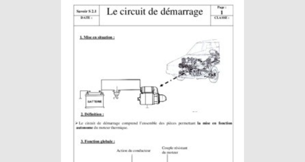Cours electricite automobile : le circuit de demarrage