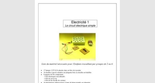 Cours electricite primaire : le circuit electrique simple