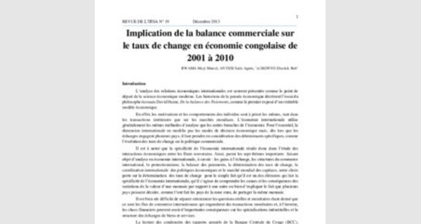 Document sur la balance commerciale et taux de change