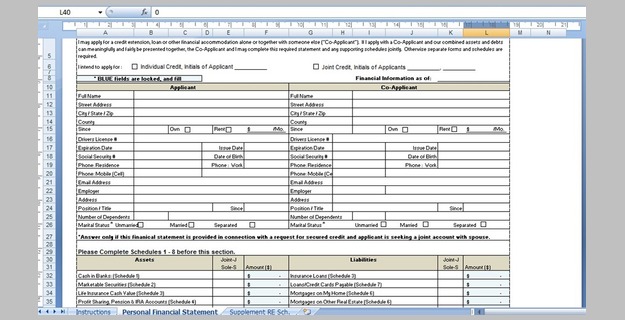 excel template personal financial statement slack statements notes payable income