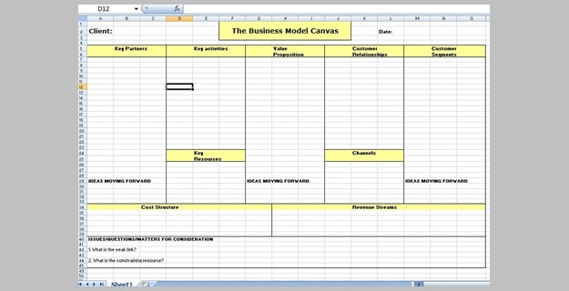 Business model canvas template Excel