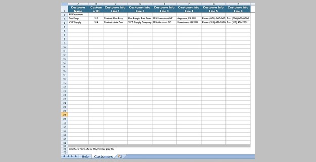 Excel template for customer information