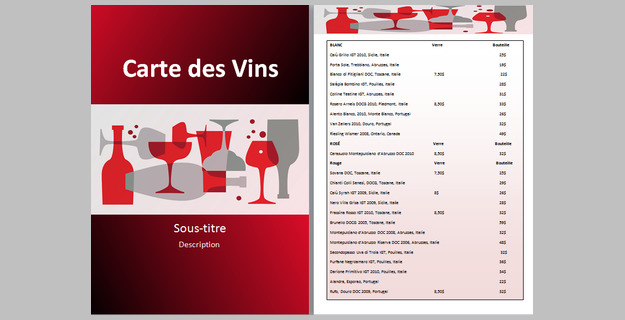 Modele De Carte Des Vins Sur Word Modeles Word