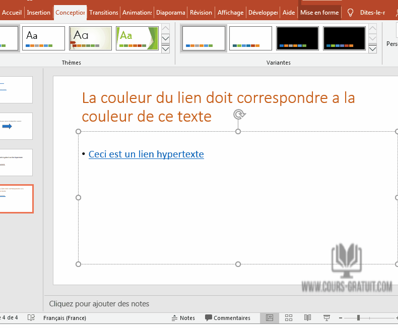 Comment insérer et changer la couleur d'un lien hypertexte dans PowerPoint — free download